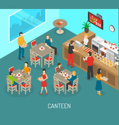 Workplace Canteen Lunch Isometric Poster