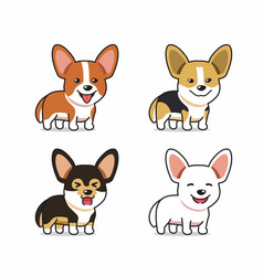 Set Of Cartoon Character Corgi Dog