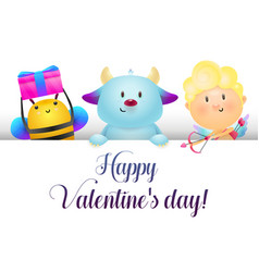 Valentines Day Banner Design Cute Bee With Gift