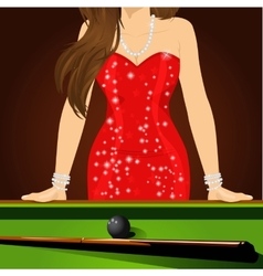 Beautiful Woman Leaning On A Pool Table