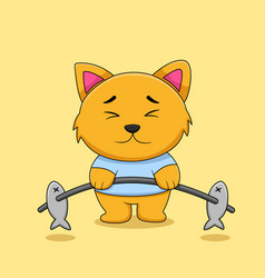 Cute Cat Lifting Weights With Fish