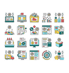 Erp Enterprise Resource Planning Icons Set