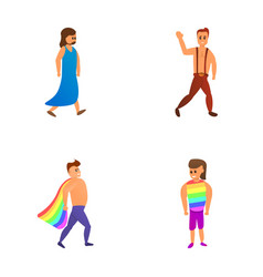 Lgbt Marathon Icons Set Cartoon