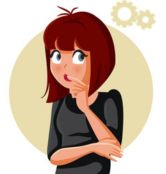 Young Woman Thinking Making A Plan Cartoon