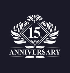 15 Years Anniversary Logo Luxury Floral 15th