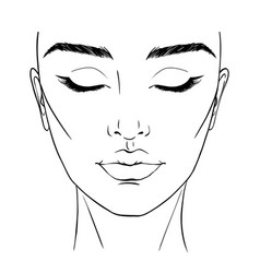 Beautiful Woman Portrait Face Chart Makeup Artist