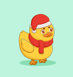 Cute Duck Wearing A Christmas Hat