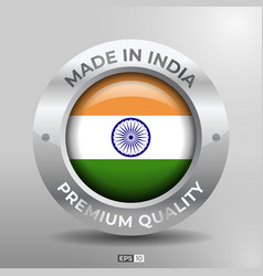 Made In India Label Logo Stamp Round Flag