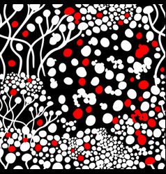 Seamless Pattern Red White Black Flowers