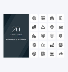 20 Hotel Services And City Elements Outline Icon