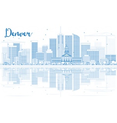 Outline Denver Skyline With Blue Buildings