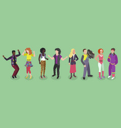 3d Isometric Flat Set Of People With 90s