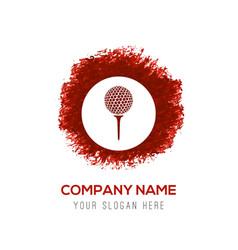 Golf Ball Icon - Red Watercolor Circle Splash