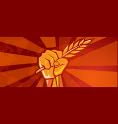 Hand Holding Grain Wheat Rice Crop Symbol