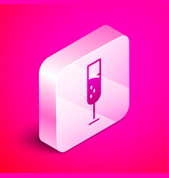 Isometric Glass Of Champagne Icon Isolated On Pink