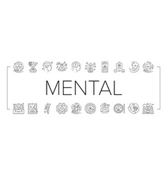 Mental Health People Care Mind Icons Set