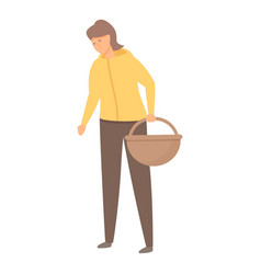 Mushroom Picker In Yellow Coat Icon Cartoon