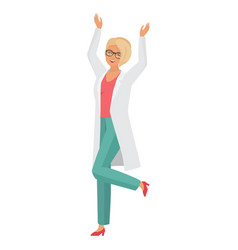 Happy Doctor Woman With Raised Hands