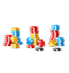 Realistic Chips Stacks Colored Round Game Tokens