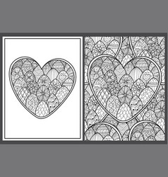 Doodle Heart In Entangle Style Coloring Pages Set