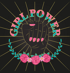 Slogan Girl Power With Female Hand