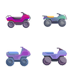 Atv Icons Set Cartoon All Terrain Vehicle