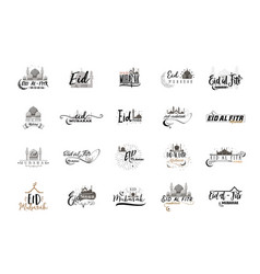 Eid mubarak badge design sticker stamp vector