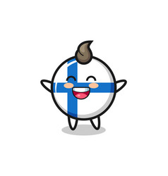 Happy Baby Finland Flag Badge Cartoon Character