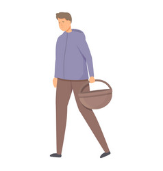 Mushroom Picker With Empty Basket Icon Cartoon