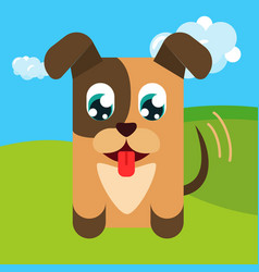 Geometric Stylized Dog In Cartoon Colorful Valley