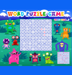 Word Search Puzzle Game Cartoon Monster Characters