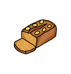 Banana Bread Doodle Icon Color Line