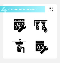 Pixel Perfect Glyph Style Plumbing Solid Icons Set