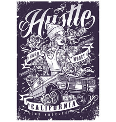 Hustle Girl Driver Poster Monochrome