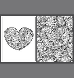 Doodle Heart Coloring Pages Set In Us Letter