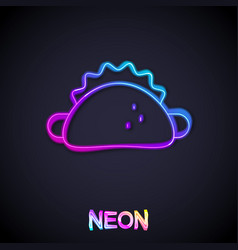 Glowing Neon Line Taco With Tortilla Icon Isolated