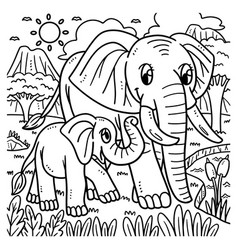 Mother Elephant And Baby Coloring Page