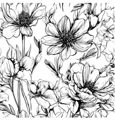 Sketch Flowers White Background Postcard