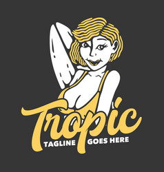 T Shirt Design Tropic With Woman Smiling