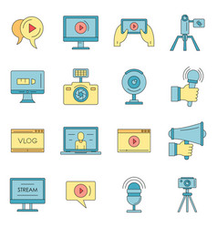 Vlog Video Channel Logo Icons Set Color