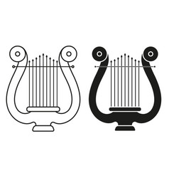 Black And White Harp Flat Design Icon