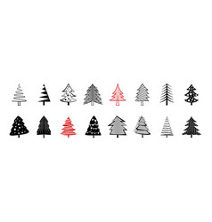 Doodle Style Christmas Pine Tree Elements Design