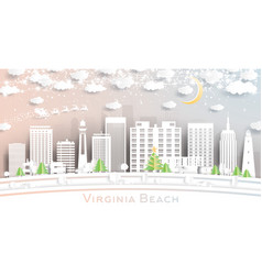 Virginia Beach City Skyline In Paper Cut