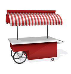 Outdoor Food Cart Red White Striped Awning Kiosk