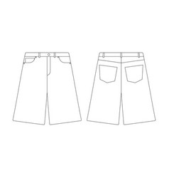 Template Length Wide Shorts Flat Design Outline