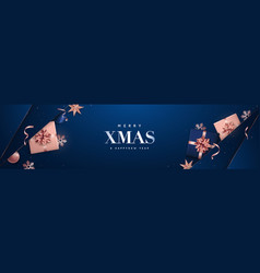 Christmas Festive Banner Dark Blue And Rose Gold