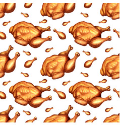 Fried Chicken Watercolor Painting Pattern