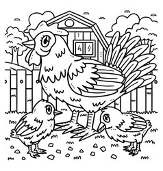 Hen And Chick Coloring Page For Kids