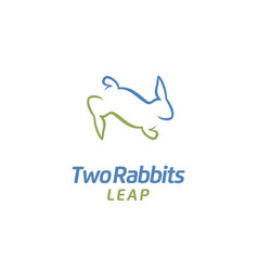 Two Jumping Leaping Rabbits Hare Logo Design