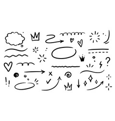 Doodle Underline Emphasis Line Shape Set Hand